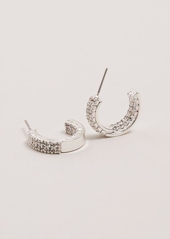 Phase Eight Crystal Hoops Jewellery Silver Canada | DUZHTX-517